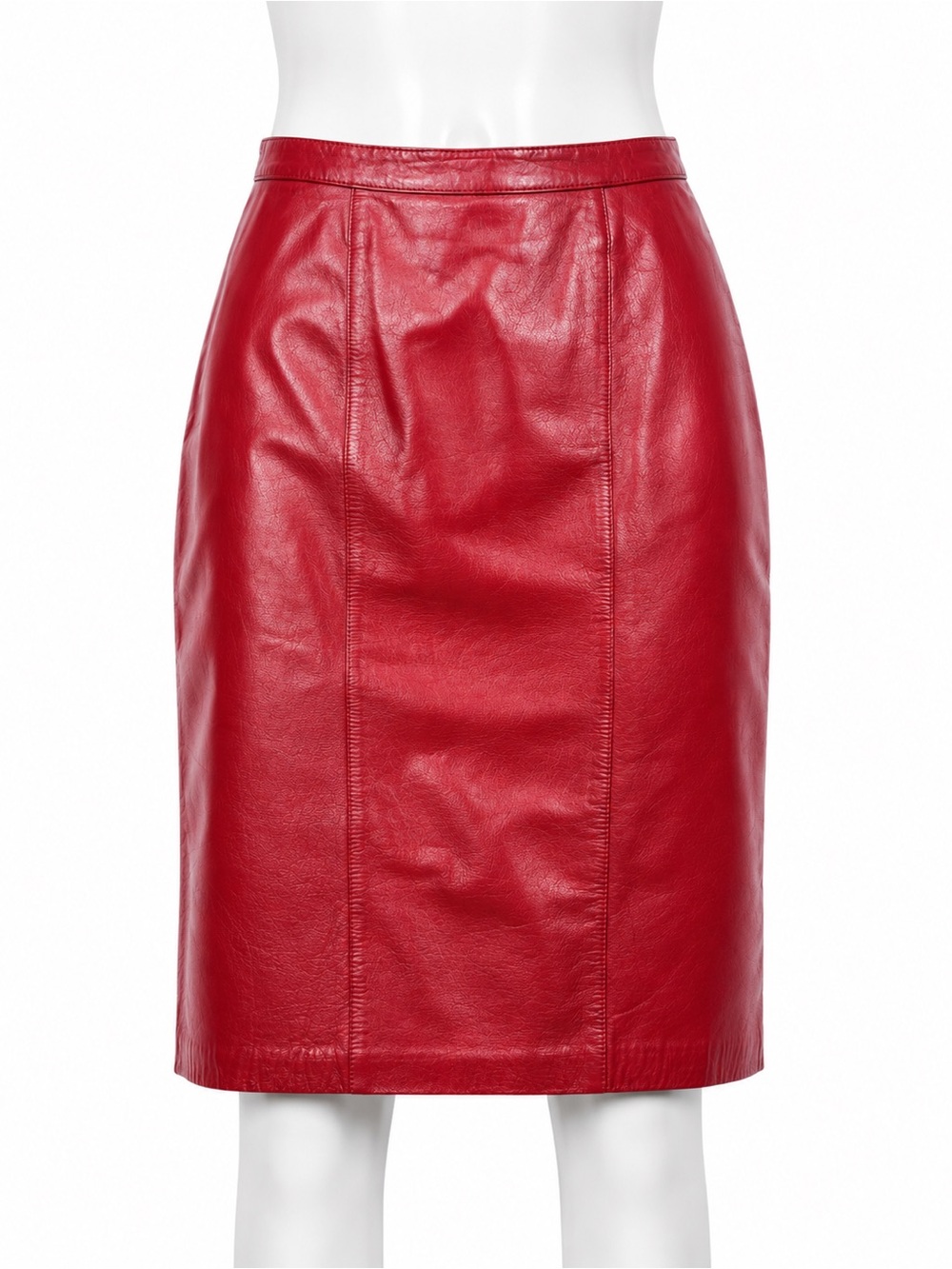 Lord & Taylor Red 100% Leather Pencil Skirt